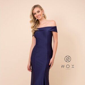NEW LONG SLEEVELESS OFF THE SHOULDER SHEATH DRESS WITH STRAIGTH NECKLINE NX N295